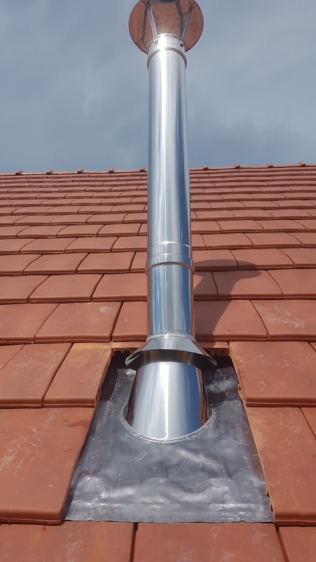 installation d'un conduit de fumée en inox pour un poêle à granulés sur Wasselonne proche de Saverne